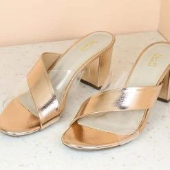 Inc.5 CROSS STRAP BLOCK HEELS MULES