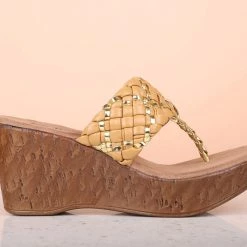 Inc.5 WOVEN PLATFORM THONG-BEIGE Inc5