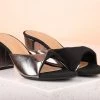 Inc.5 SALE BLOCK HEEL TWISTED MULES-GUN METAL