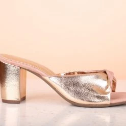 Inc.5 BLOCK HEEL TWISTED MULES-ROSE GOLD