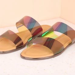 Inc.5 TRANSPARENT DOUBLE STRAP-GUN METAL SALE