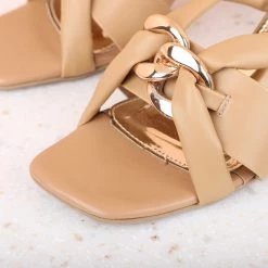 Inc.5 BLOCK HEEL MULES-BEIGE