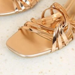 Inc.5 SALE BLOCK HEEL METALLIC SANDAL
