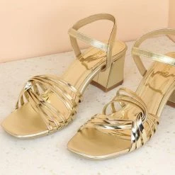 Inc.5 SALE BLOCK HEEL METALLIC SANDAL