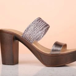 Inc.5 Inc5 WOVEN BLOCK HEEL-GUN METAL