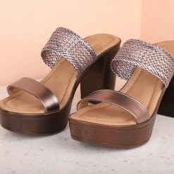 Inc.5 Inc5 WOVEN BLOCK HEEL-GUN METAL