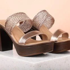 Inc.5 WOVEN BLOCK HEEL-ROSE GOLD Inc5