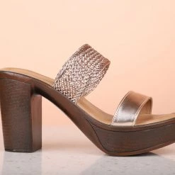 Inc.5 WOVEN BLOCK HEEL-ROSE GOLD Inc5