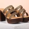 Inc.5 WOVEN BLOCK HEEL-ANTIQUE GOLD