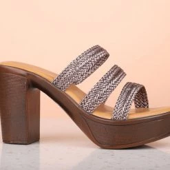 Inc.5 Inc5 WOVEN BLOCK HEEL-GUN METAL