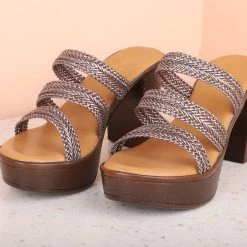 Inc.5 Inc5 WOVEN BLOCK HEEL-GUN METAL