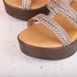 Inc.5 WOVEN BLOCK HEEL-ROSE GOLD
