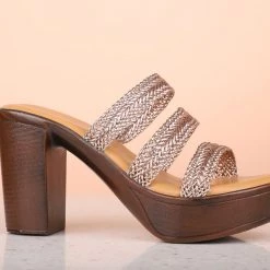 Inc.5 WOVEN BLOCK HEEL-ROSE GOLD