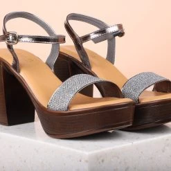 Inc.5 WOVEN BLOCK SANDAL-GUN METAL