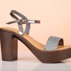Inc.5 WOVEN BLOCK SANDAL-GUN METAL