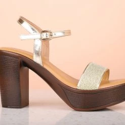 Inc.5 Inc5 WOVEN BLOCK SANDAL-GOLD