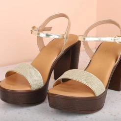 Inc.5 Inc5 WOVEN BLOCK SANDAL-GOLD