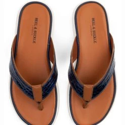 Heel & Buckle London Blue Strapped Nude Casual Flip Flops