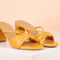Inc.5 SALE BLOCK HEEL MULES-MUSTARD