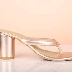Inc.5 SALE METALLIC BLOCK HEELS-ROSE GOLD