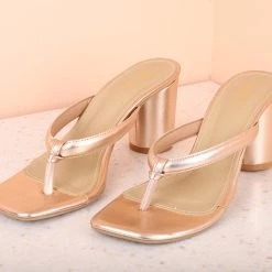 Inc.5 SALE METALLIC BLOCK HEELS-ROSE GOLD
