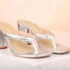 Inc.5 SALE METALLIC BLOCK HEELS-SILVER