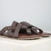 PRIVO By Inc5 MEN BUCKLED CROSS TOE POST SLIPPER-BROWN