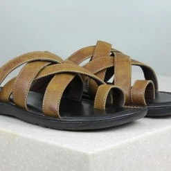 PRIVO By Inc5 MEN LEATHER CROSS STRAP ONE TOE -SLIPPER