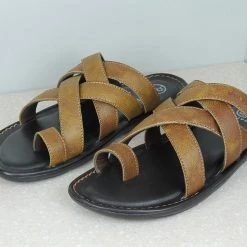 PRIVO By Inc5 MEN LEATHER CROSS STRAP ONE TOE -SLIPPER