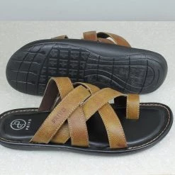 PRIVO By Inc5 MEN LEATHER CROSS STRAP ONE TOE -SLIPPER