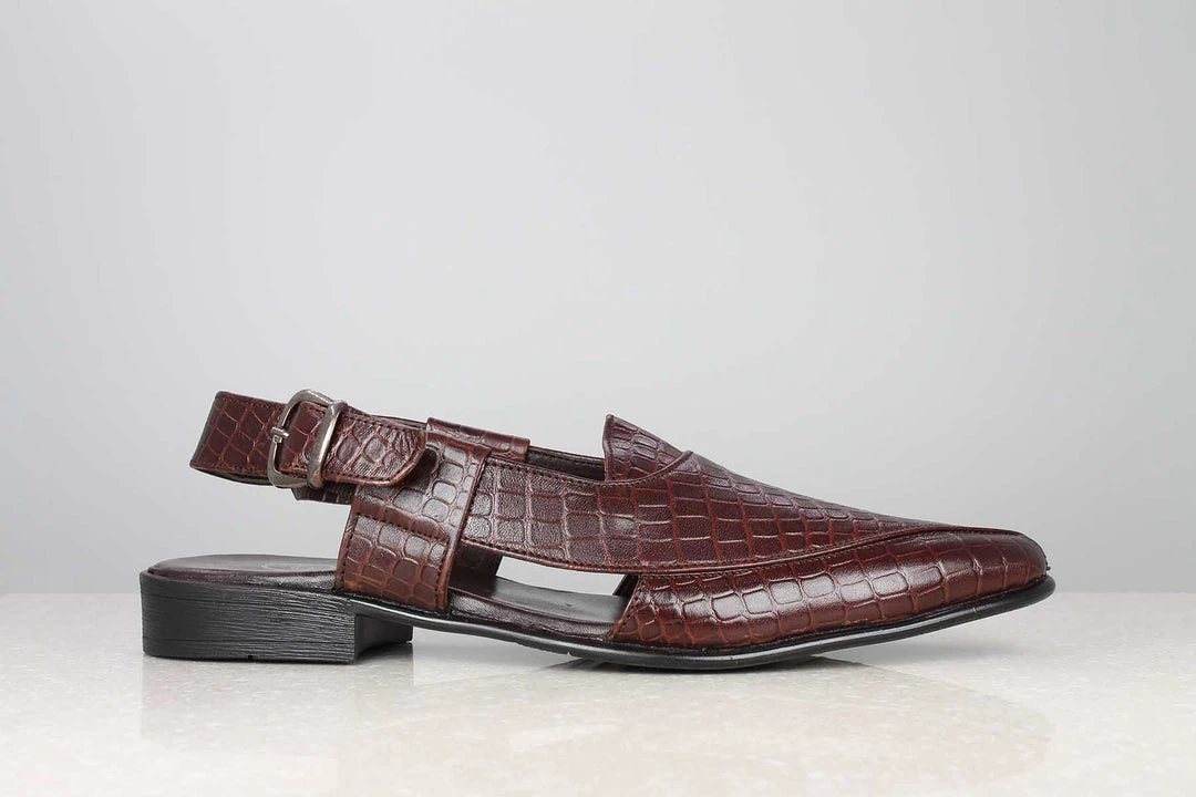 PRIVO By Inc5 MEN POINTED TOE CROCO SANDAL-CHERRY 4 PRIVO By Inc5 MEN POINTED TOE CROCO SANDAL-CHERRY