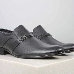 PRIVO By Inc5 MEN LINEN PRINTED LEATHER SLIPON-BLACK