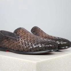 ATESBER By Inc5 MEN INTERLACE SHOES-BROWN