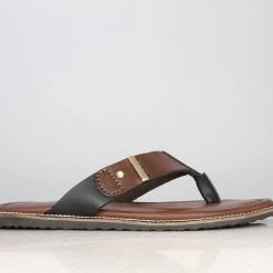 PRIVO By Inc5 FRONT BUCKLE THONG -BROWN/BLACK MEN