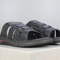 PRIVO By Inc5 MEN'S BLACK LEATHER SLIPPERS