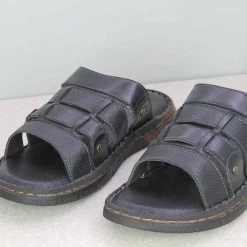 PRIVO By Inc5 MEN'S BLACK LEATHER SLIPPERS