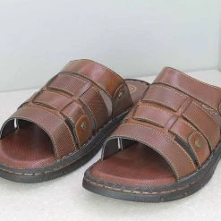 PRIVO By Inc5 MEN'S TAN LEATHER STROLLERS SLIPPERS