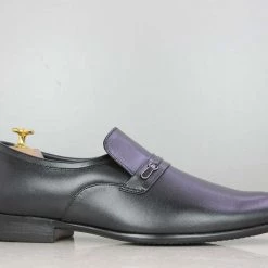 PRIVO By Inc5 BROOCH LEATEHR SLIPPON-BLACK MEN