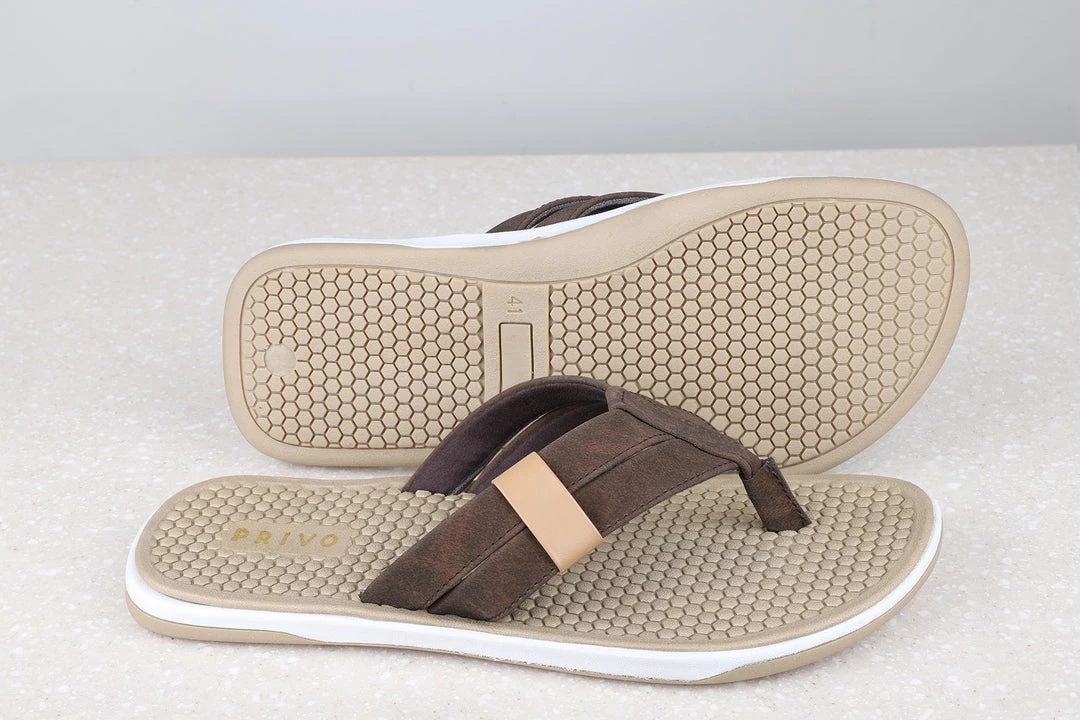PRIVO By Inc5 MEN CASUAL SLIPPER-BROWN 7 PRIVO By Inc5 MEN CASUAL SLIPPER-BROWN