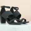 Inc.5 BLOCK HEEL ELASTIC SANDAL-BLACK