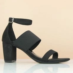 Inc.5 BLOCK HEEL ELASTIC SANDAL-BLACK