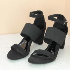Inc.5 BLOCK HEEL ELASTIC SANDAL-BLACK