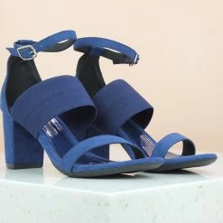 Inc.5 BLOCK HEEL ELASTIC SANDAL-BLUE