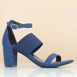 Inc.5 BLOCK HEEL ELASTIC SANDAL-BLUE