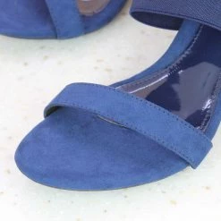 Inc.5 BLOCK HEEL ELASTIC SANDAL-BLUE