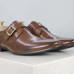 ATESBER By Inc5 MEN FORMAL MONK SHOE-BROWN