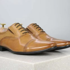 ATESBER By Inc5 OXFORD FORMAL LACE-UP SHOES-TAN MEN
