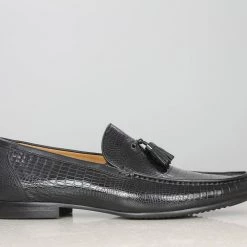 ATESBER By Inc5 REPTILIAN EMBOSS TASSEL SLIPON-BLACK MEN