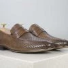 ATESBER By Inc5 PERFORATED FORMAL SLIP-ON SHOES-BROWN