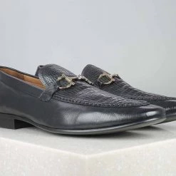 ATESBER By Inc5 MEN TRIM CROCO SLIPPON - BLACK